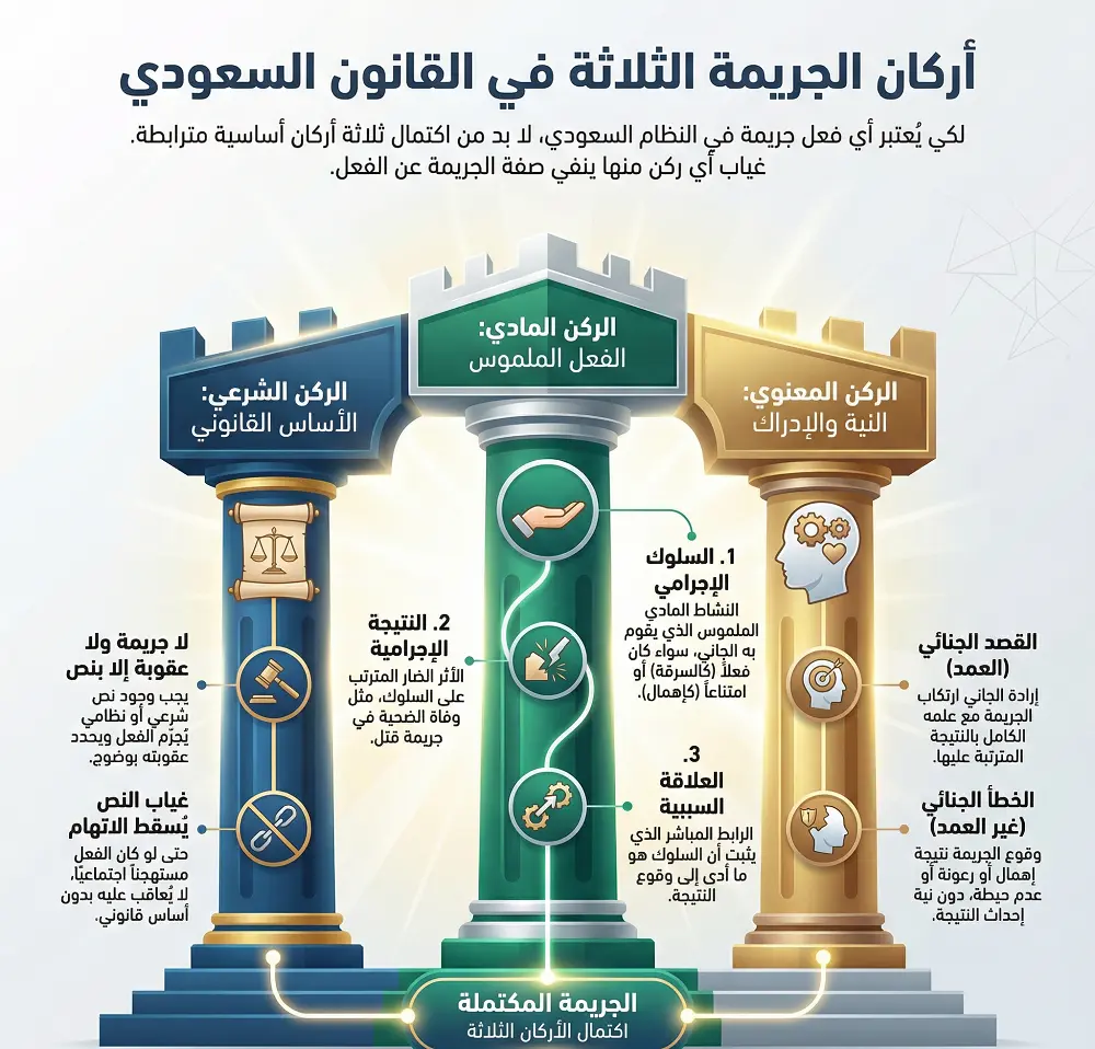 أركان الجريمة في القانون السعودي